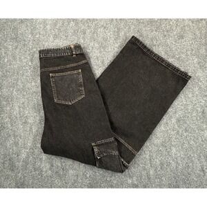 Emory Park Womens Large Black Wide Leg Baggy Y2K Utility Denim Cargo Jeans